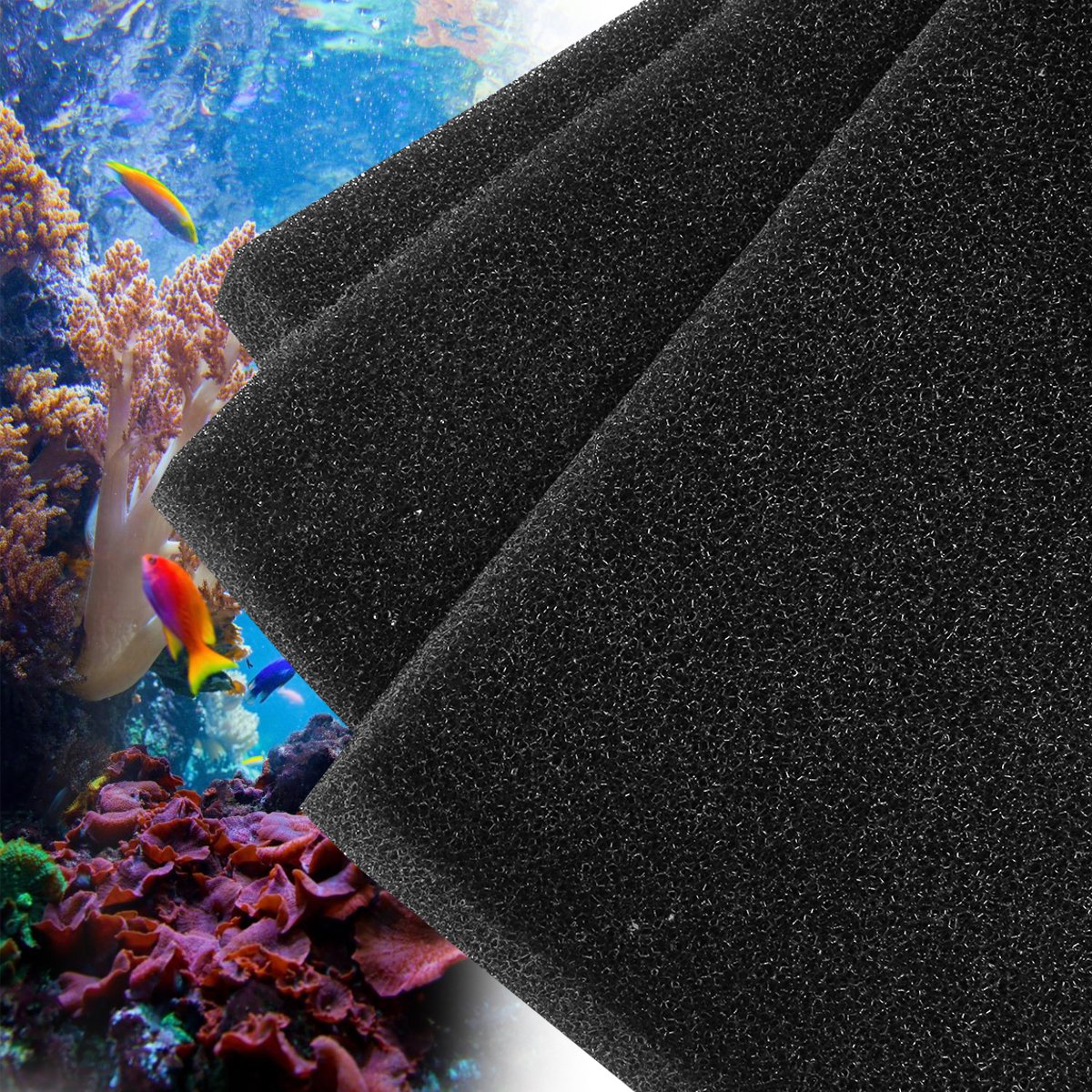 

Черный Аквариум Губка для пруда с рыбой Биохимический ватный фильтр для очистки губки