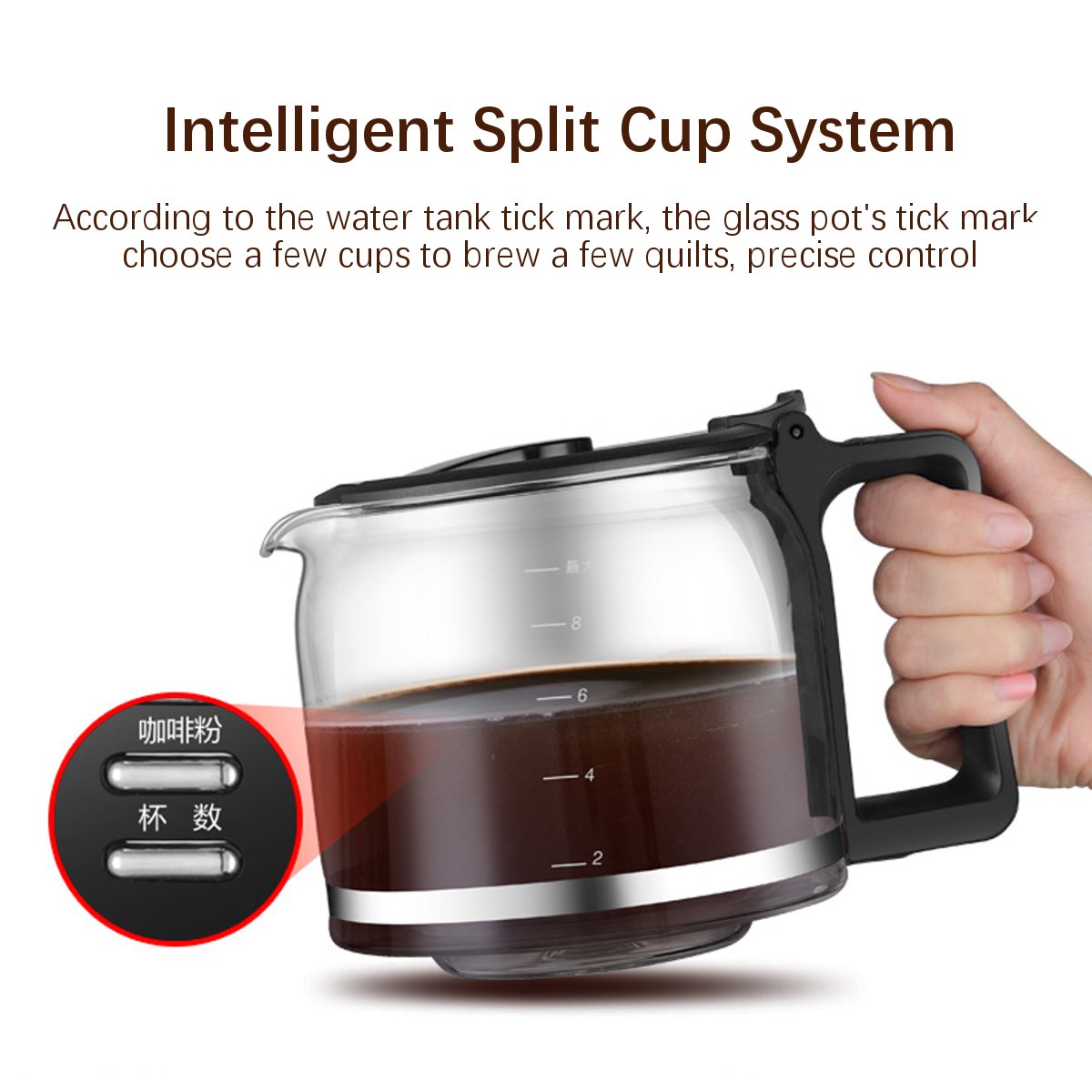 1000W 110V Auto Drip Coffee Machine American Espresso Drink Maker With Grinder 20