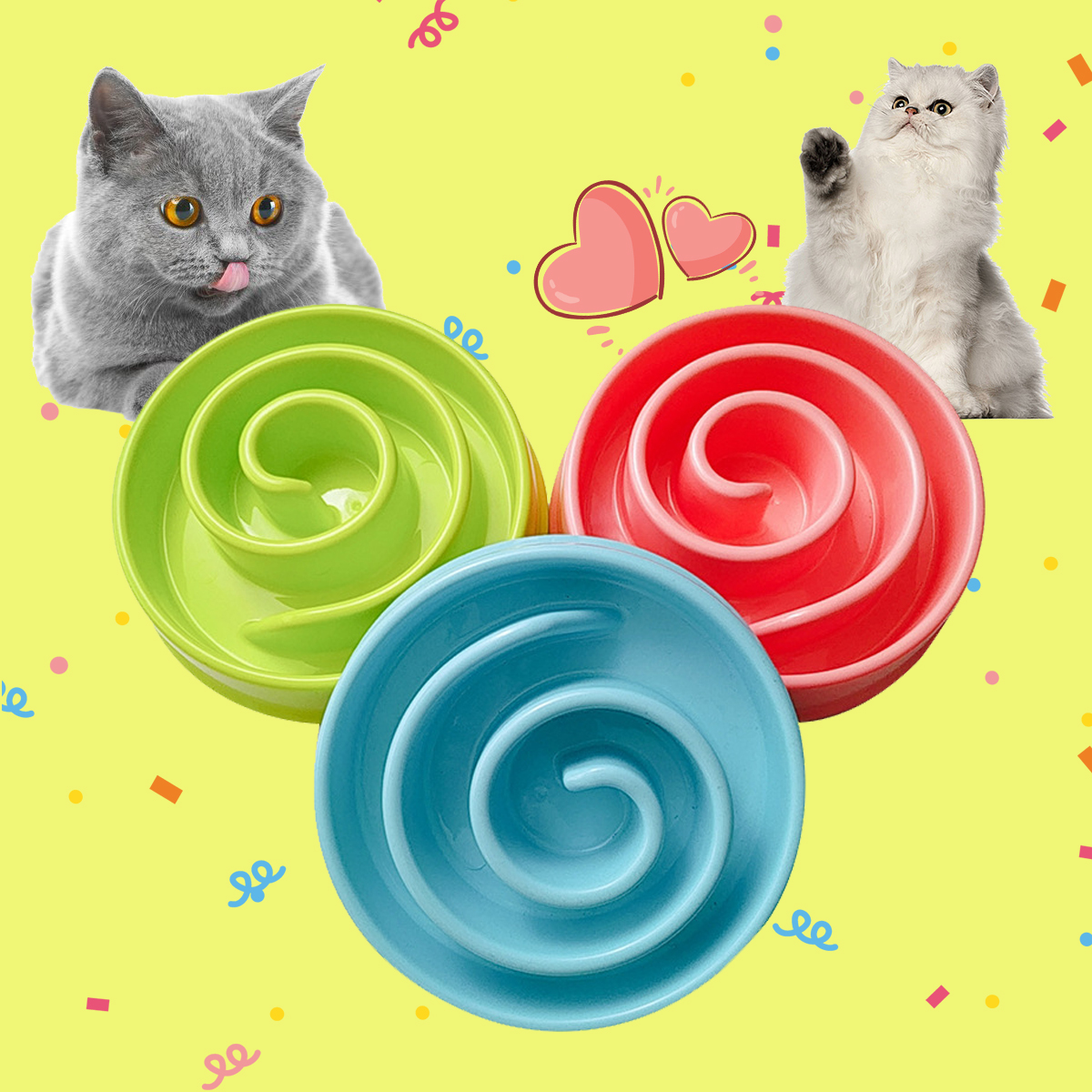 

Pet Slow Feeder Bowl Dog Cat Interactive Eating Feed Food Dish Feeding Bowl