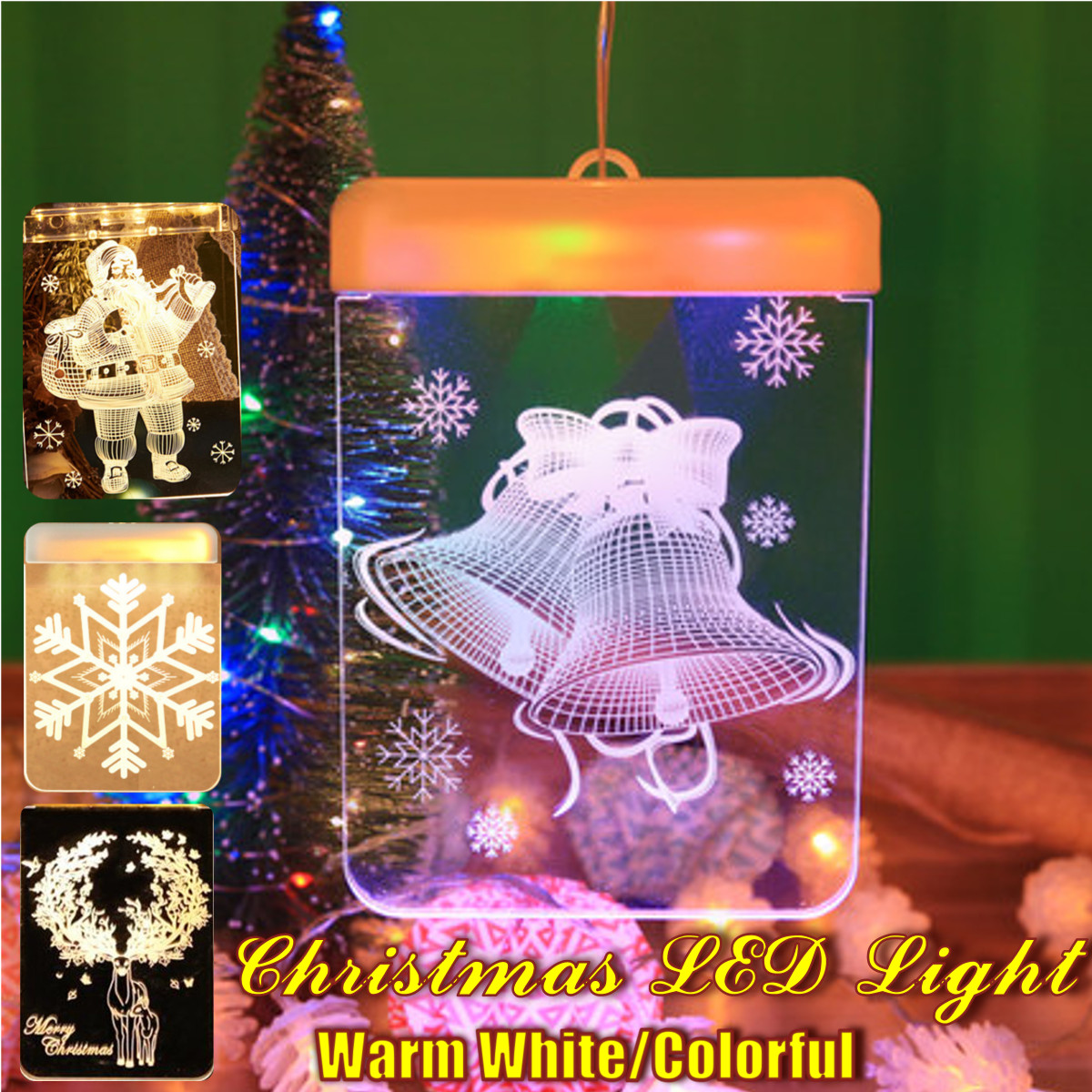 Find USB 3D Acrylic Warm White Colorful LED Hanging Holiday Light Wall Christmas Wedding Party Illusory Decor Lamp for Sale on Gipsybee.com with cryptocurrencies