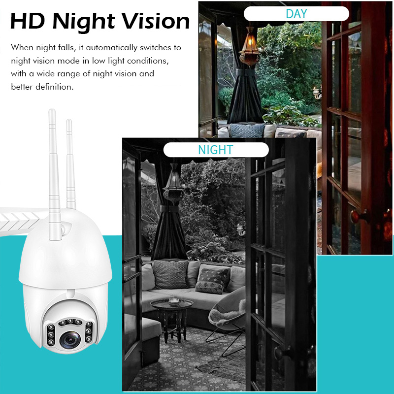 Bakeey 1080P 9 LED 2MP IP66 Speed Dome Smart Outdoor Camera Night Version Movement Detection Two-way Audio TF Card Storage CCTV Monitor 5