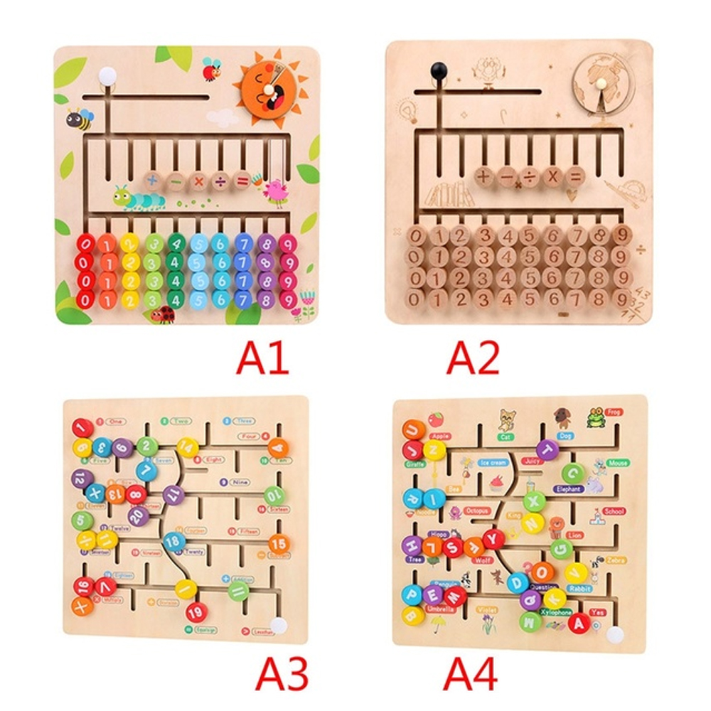Math Toys Wooden Digitals Alphabet Learning Arithmetic Maze Matching Board Brain Development Toys for Children 7
