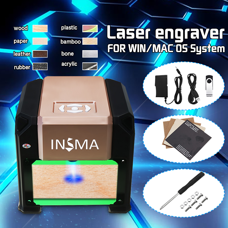 Wisamic Laser Engraving Machine 3000mW Mini Desktop Laser Engraver Printer  with Carver Size 80 x 80mm, High Speed Laser Engraving Cutter for Wood, P  通販