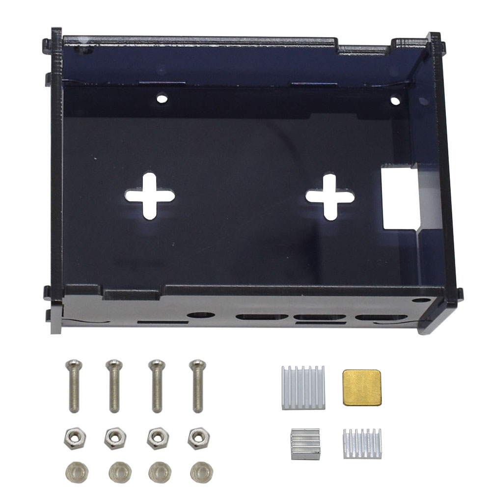 

Black DIY Acrylic Case Box Shell with Screw and Silver Thin Copper Aluminum Heatsink for 3.5 Inch TFT Screen Raspberry Pi 4B