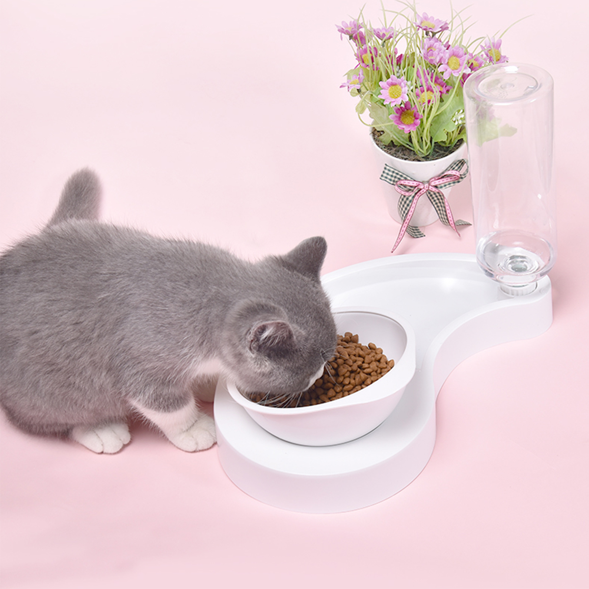 

Automatic 2 in 1 Pet Feeder Cat Dog Bowl Waterer Dispenser Puppy Drinking Food Dish