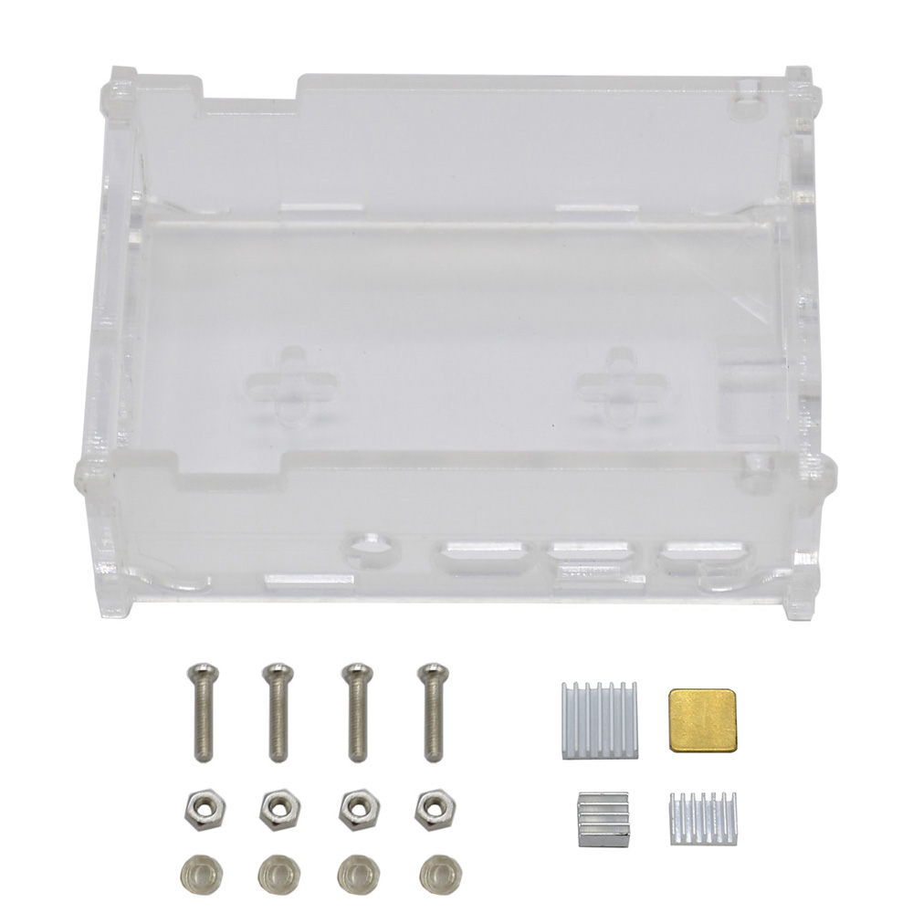 

Transparent DIY Acrylic Case Box Shell with Screw and Silver Thin Copper Aluminum Heatsink for 3.5 Inch TFT Screen Raspb