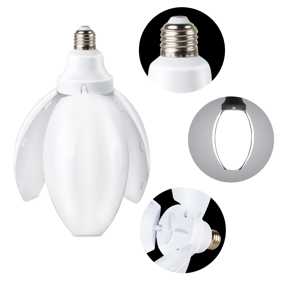 

45W E27 Pure White 6500K Deformable Garage Lamp 3 Fan Blade Foldable Petal Ceiling LED Light Bulb AC220V
