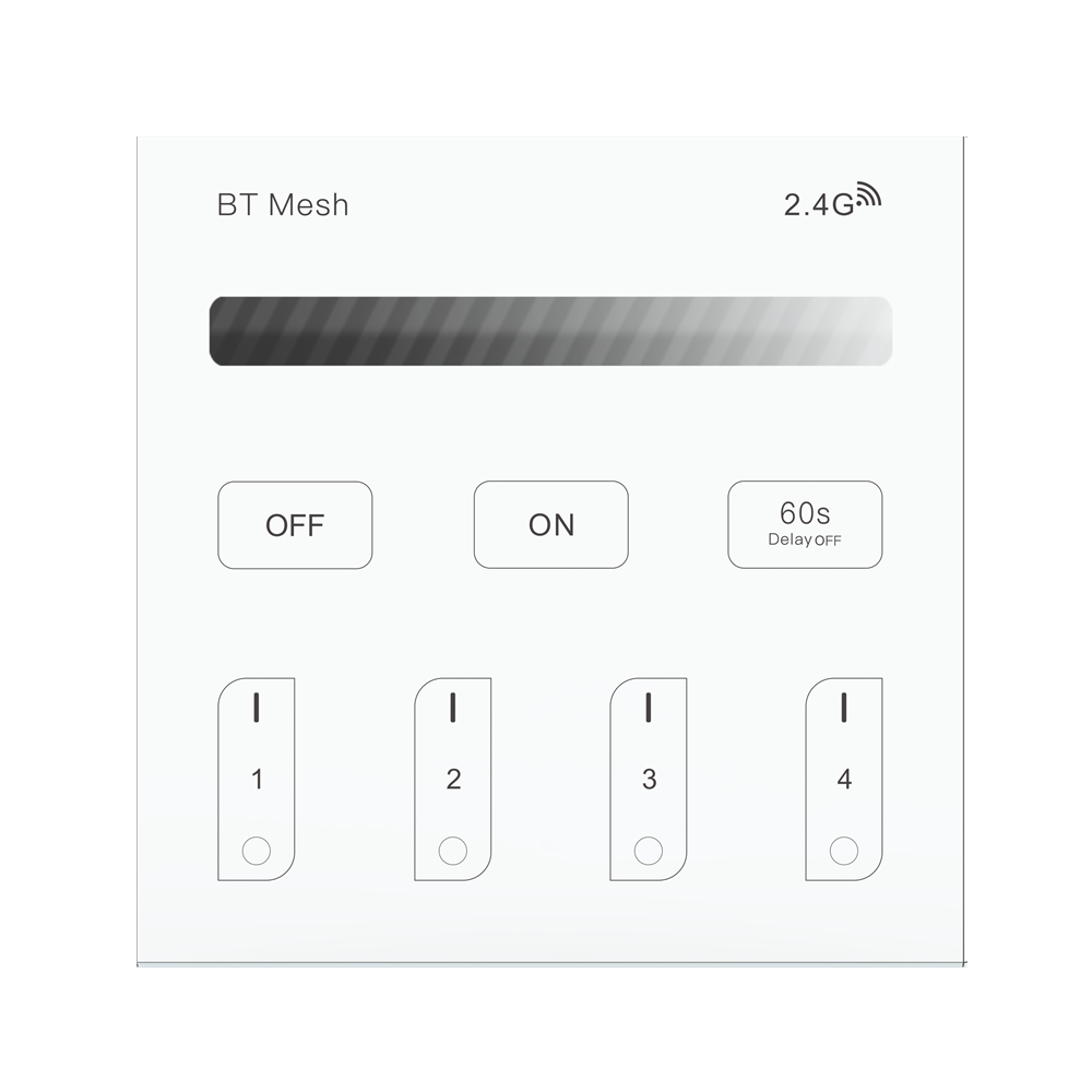 

DC3V ZJ-TRBM-CCT-D BT Mesh RGBW Battery Powered Smart Touch Panel Dimmer Controller for Single Color LED Light