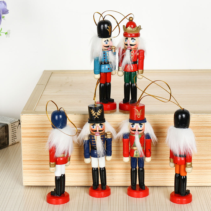 

6Pcs 12cm Wooden Nutcracker Soldier Desktop Decorations Collections Birthday Gift for Friends