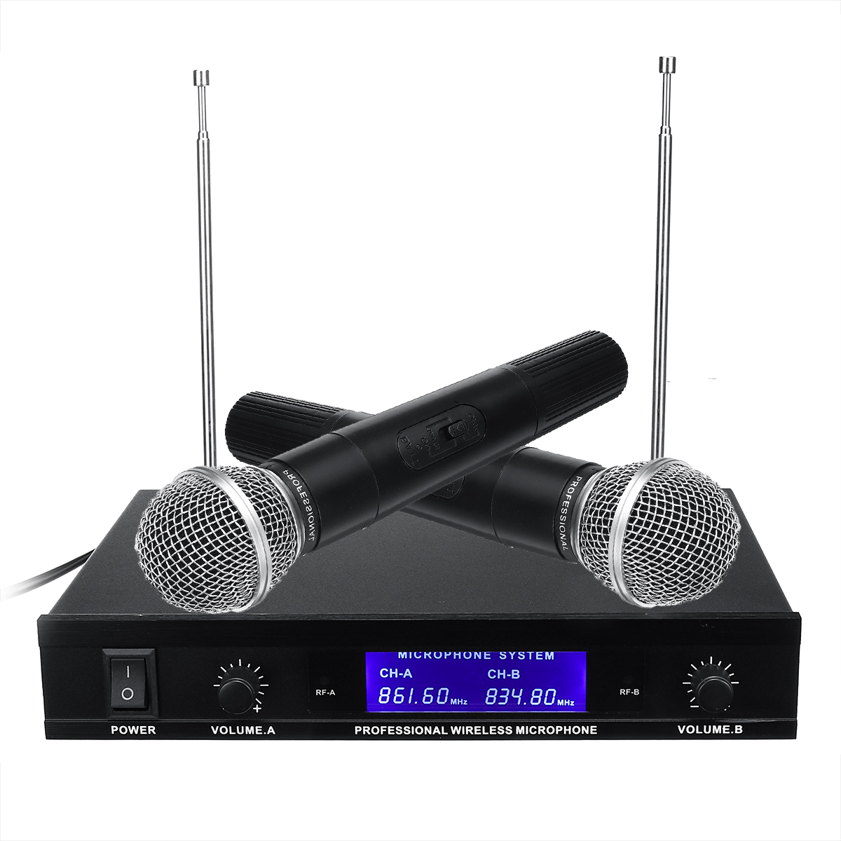 

Professional Dual Handheld VHF Wireless Microphone System Cordless Karaoke Microphone Speaker with Battery for KTV Party