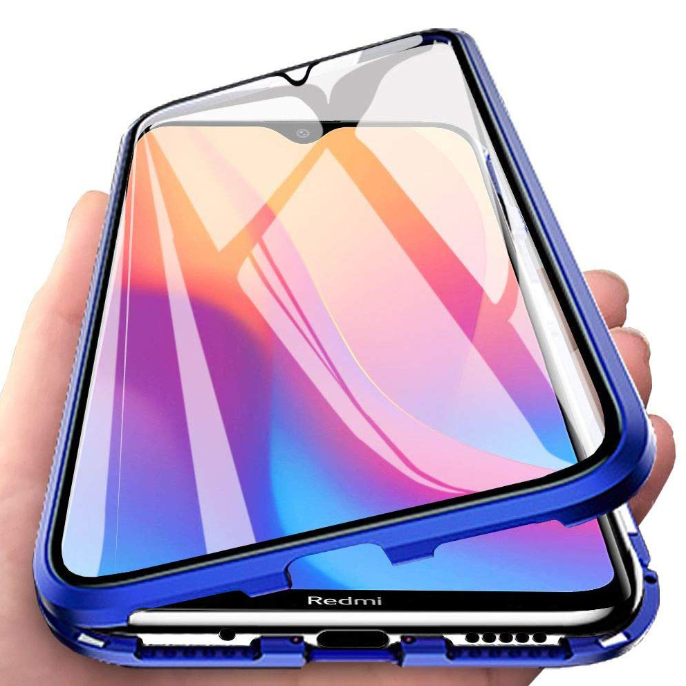 

For Xiaomi Redmi 8A Case Bakeey 360º Curved Screen Front+Back Double-sided Full Body 9H Tempered Glass Metal Magnetic Adsorption Flip Protective Case