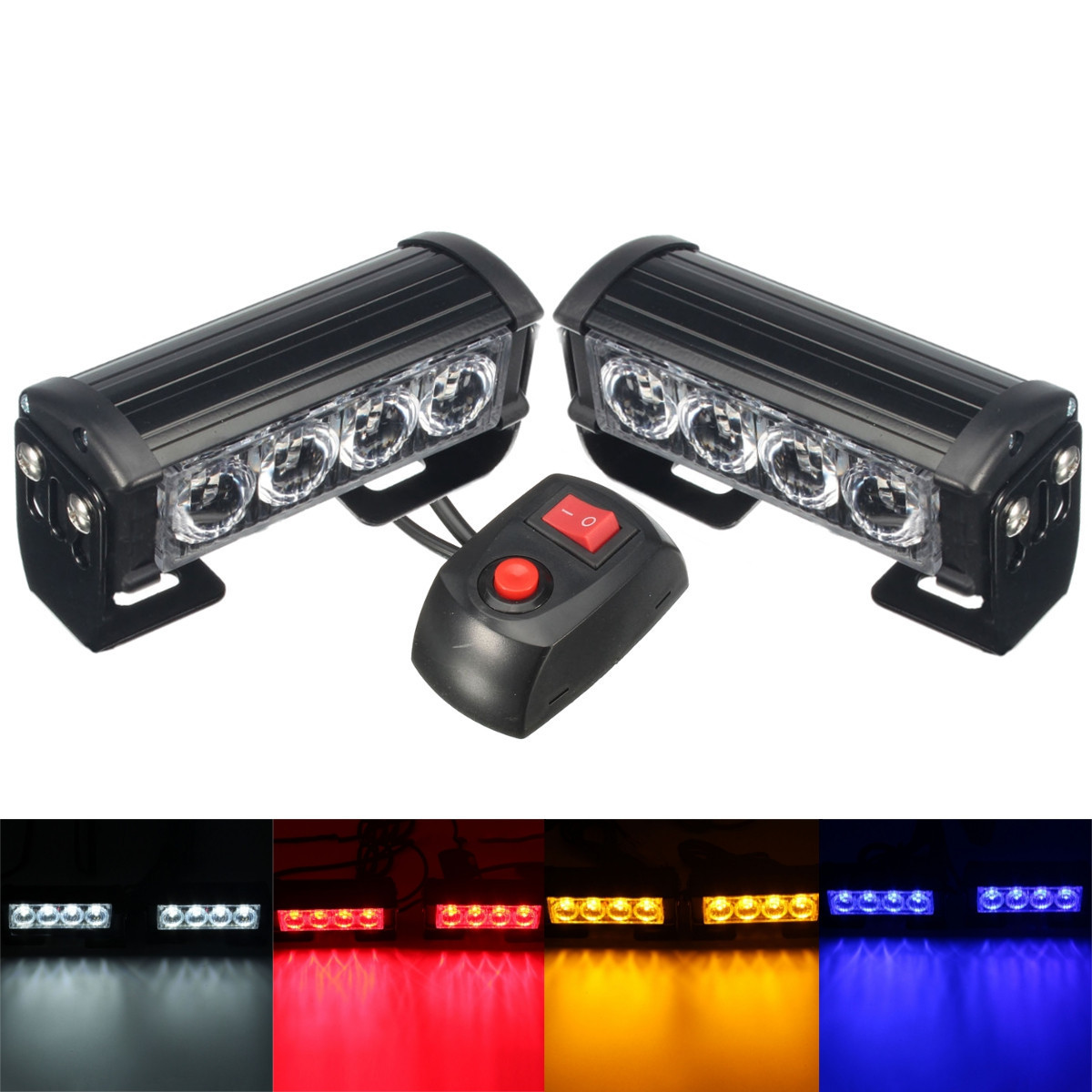 

2PCS 12V LED Strobe Flash Lights Front Grille Warning Lamp Waterproof with 7 Flashing Modes Switch for Truck Lorry Trailer