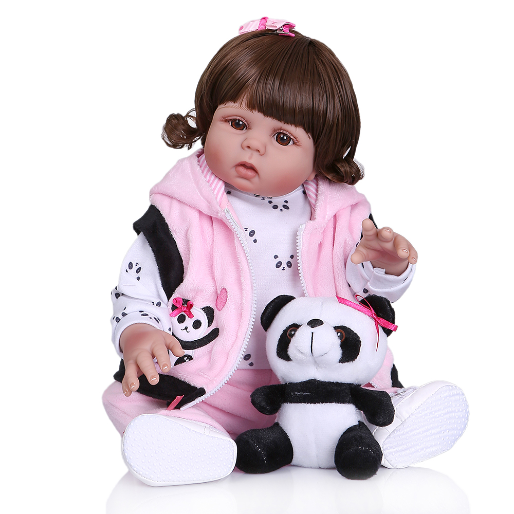 

48см Soft Ткань Реалистичная Ребёнок Ребёнок С Panda Одежда Детские игрушки Силиконовый Детка