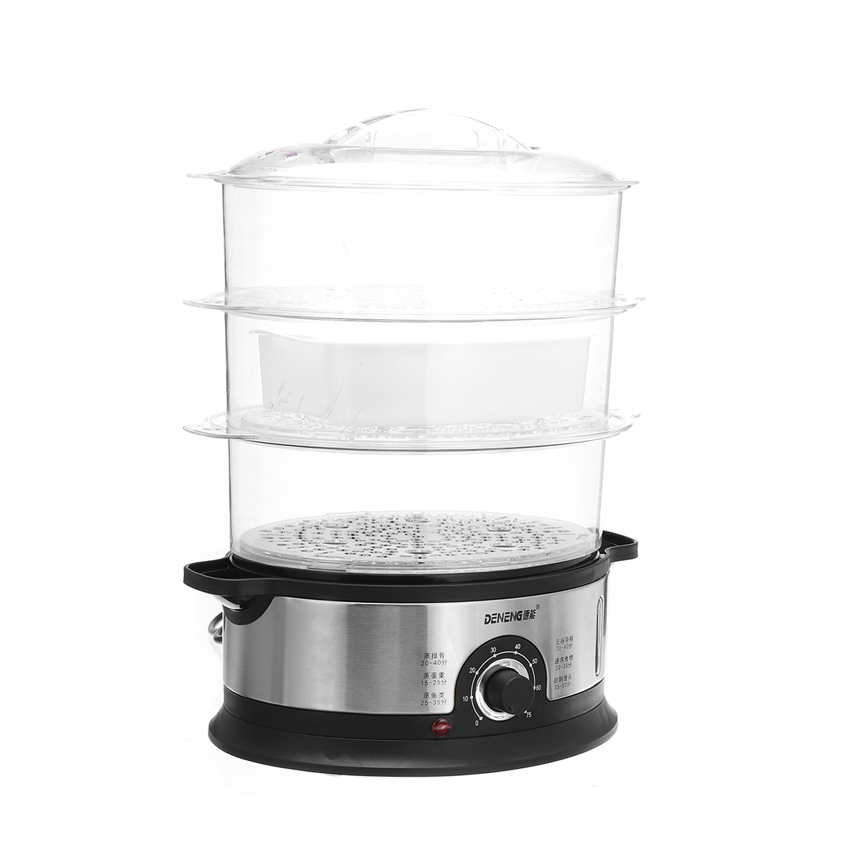 

220V 800W 3 Tier Electric Food Steamer Timing Home Kitchen Fish Cooking Machine
