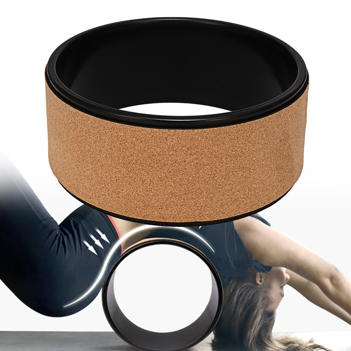 

KALOAD 13in Yoga Колесо Натуральное Ролик Пробковое растяжное кольцо с растяжкой 240 кг Подшипник Фитнес Yoga Кольца