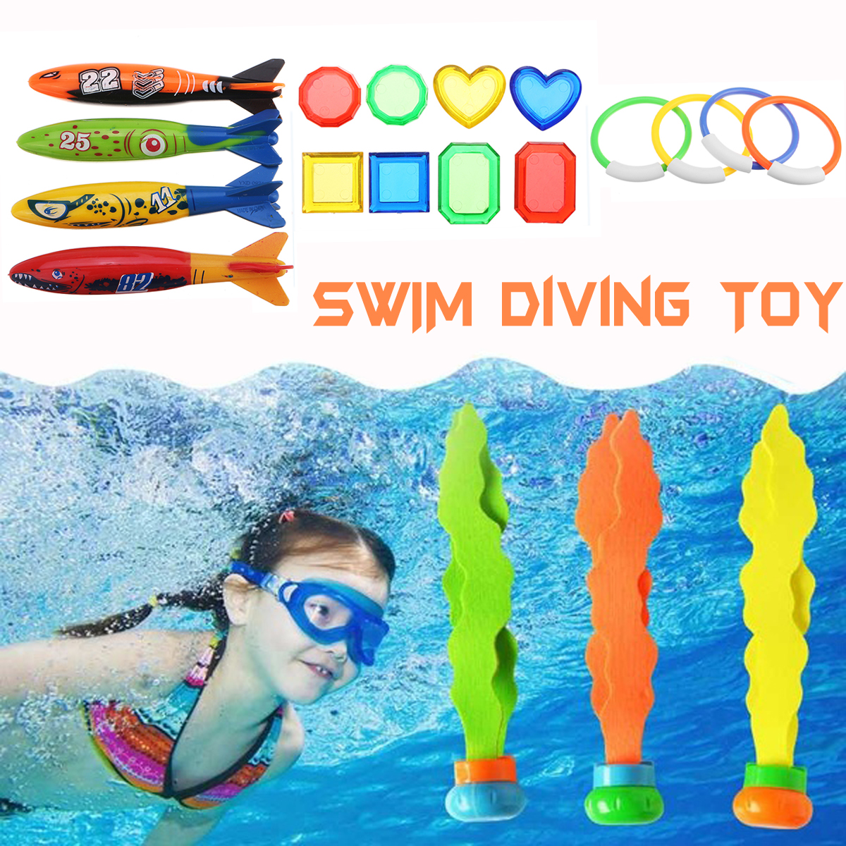 19PCS Swimming Pool Underwater Diving Toys Water Play Toys for Kids 11