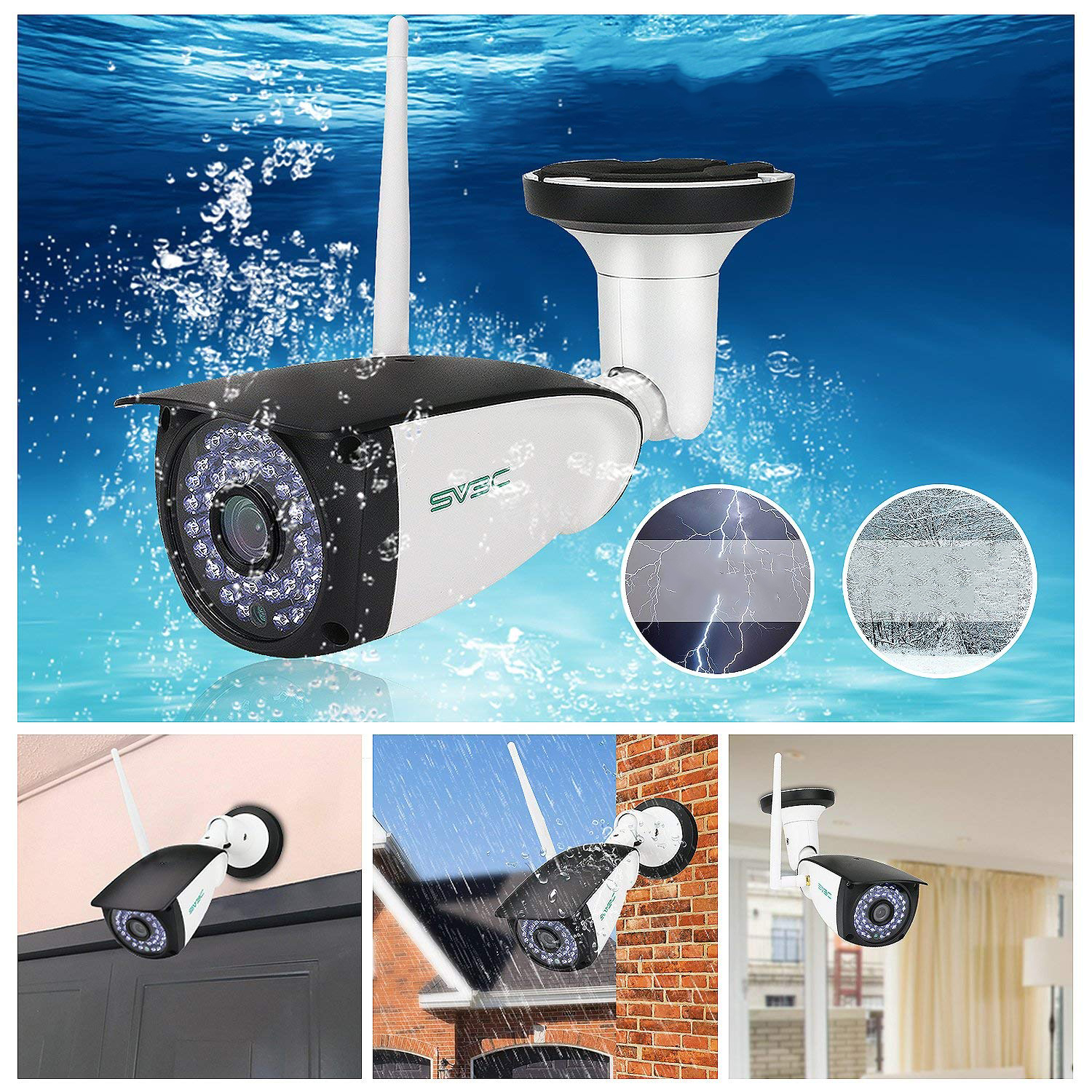 

SV3C SV-B06W-HX HD 1080P Waterproof Camera ONVIF H.264 IR Night Version M-otion Detection Two-Way Audio Baby Monitors