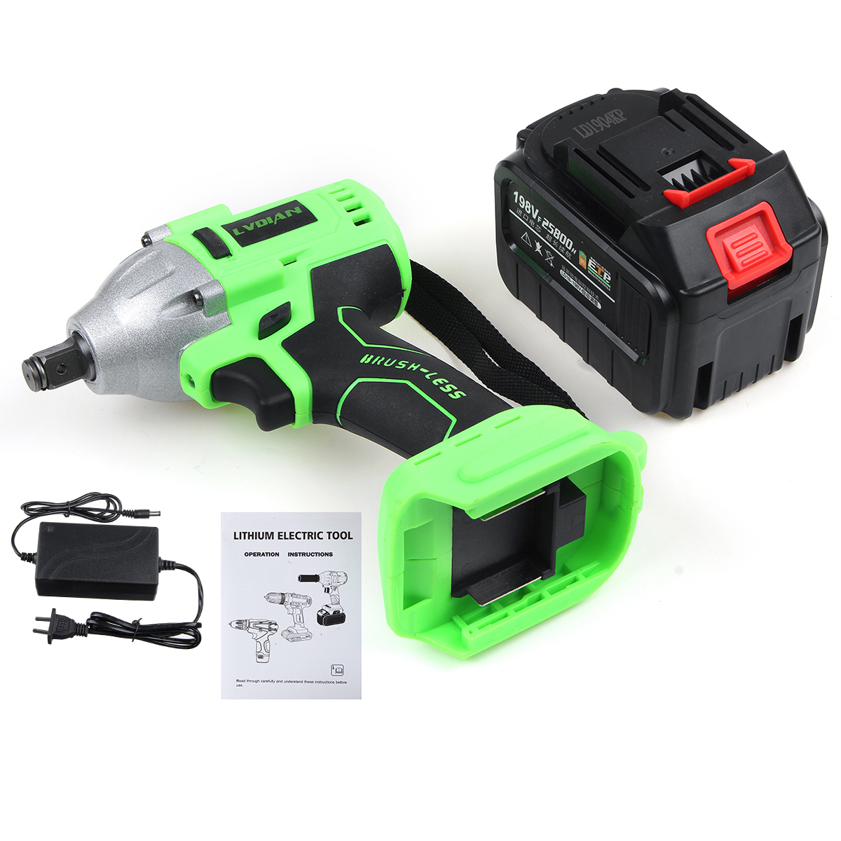 

98/128/198VF Brushless Cordless Electric Wrench Impact Drill Driver Screwdriver Li-Ion Battery