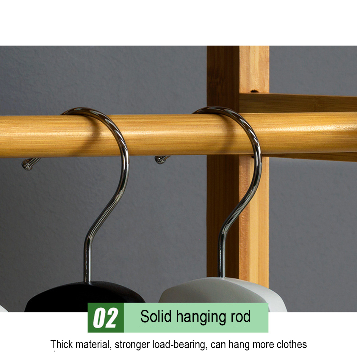 Cabinet Type Bamboo Cloth Rail Rack Hanger Display Rack Shelf Coat Stand Hanging Garment Holder Cabinet 5