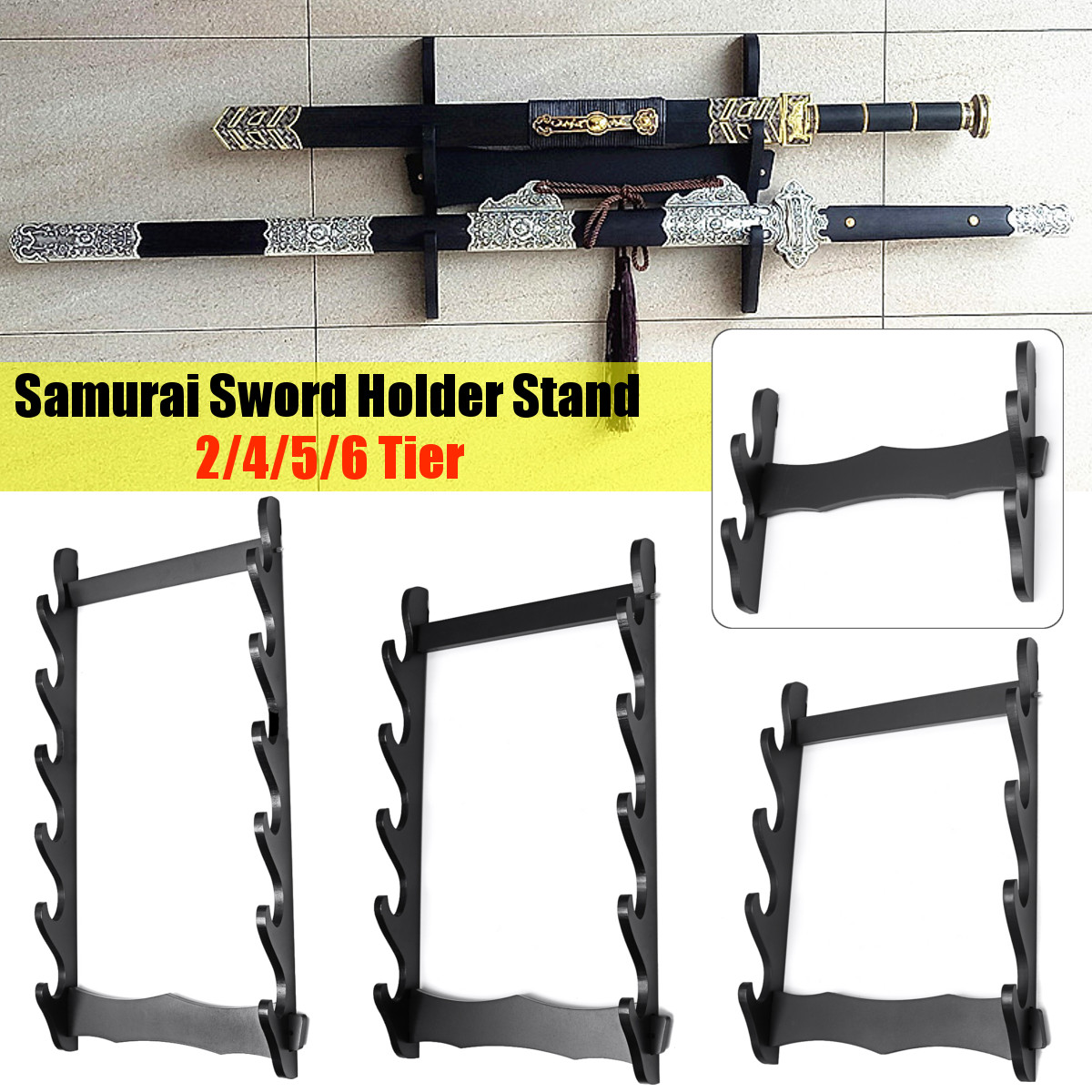 1/2/3/4/5/6 Tier Holder Wall Mount Samurai Stand Display Katana Hanger Rack Support 16
