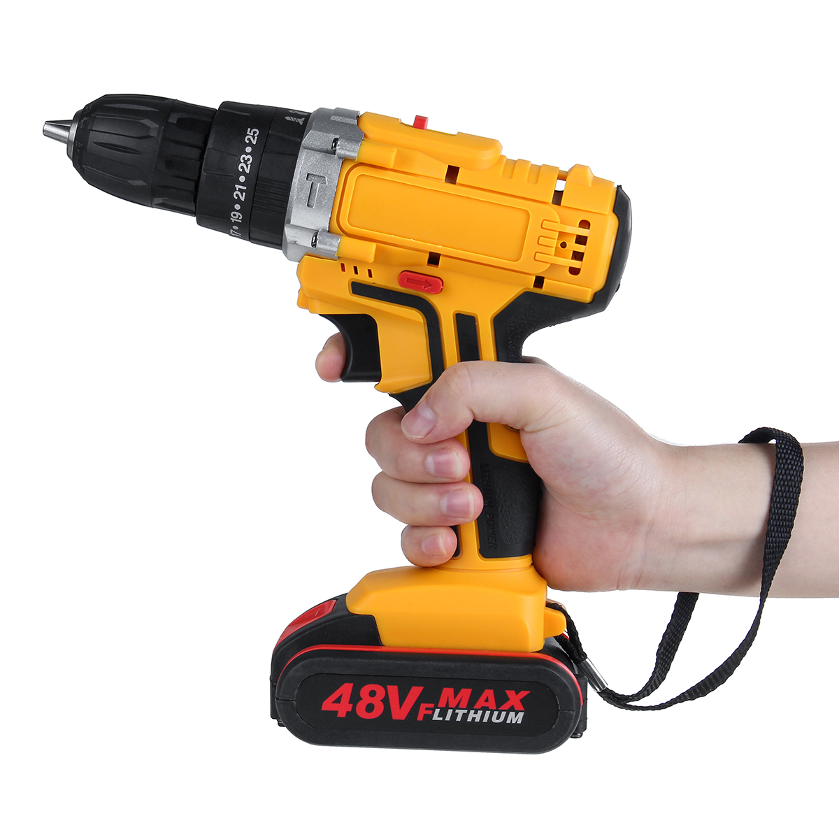 

48V 25+3 Gear Electric Impact Drill Li-Ion Rechargeable Power Hand Drill With LED Working Light Forward/Reverse Switch F