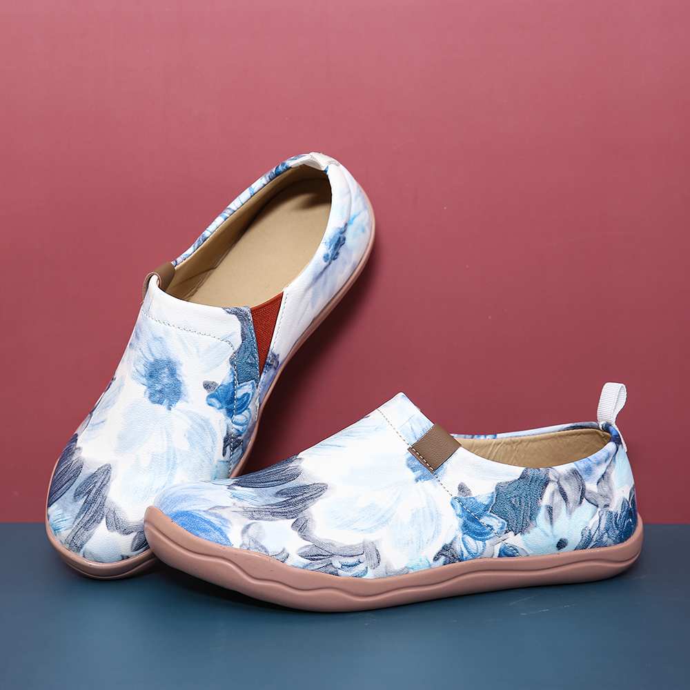 

Women Flower Ink Painting Pattern Soft Slip On Casual Flats