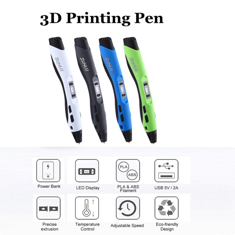 White/Blue/Green/Black EU/US/UK Plug 3D Printing Pen with Filament Set Support 1.75mm PLA PCL ABS Filament 33