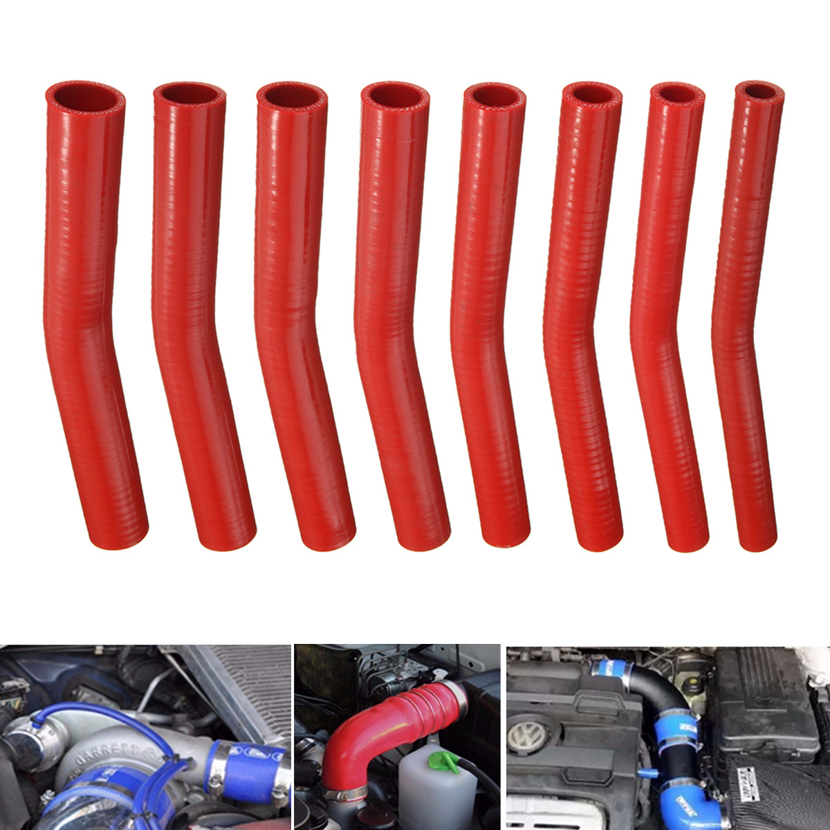 

150 мм Красный Силиконовый Шланг Резина 15 градусов Колено Шланг Воздушно-водяная охлаждающая жидкость Столярный трубопровод Трубка