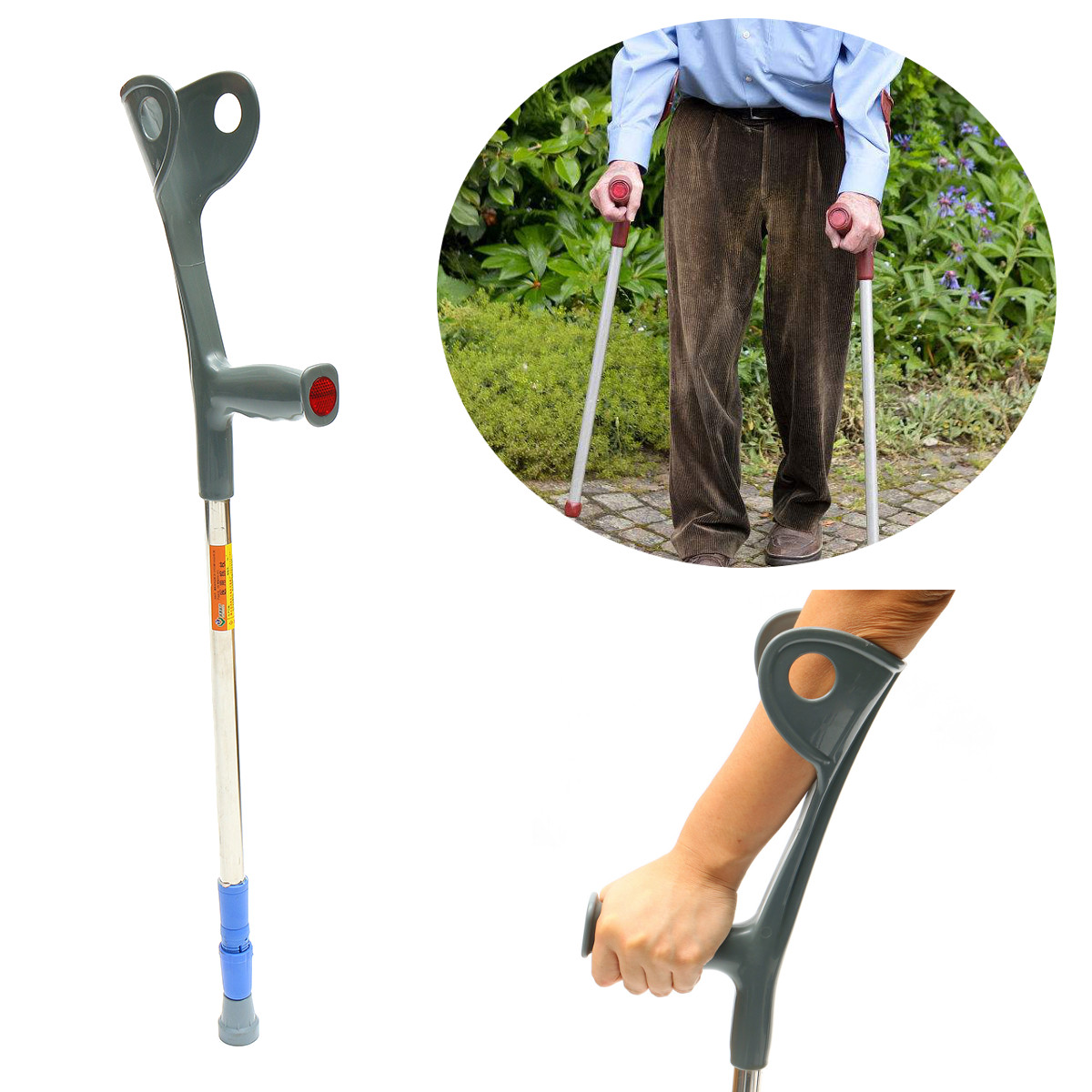 

Walking Aid Forearm Crutch Adjustable Disability Arm Cuff Crutches Climbing Sticks