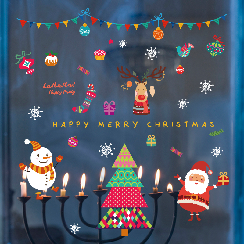 

Miico SK9229 Christmas Sticker Cartoon Removable Wall Stickers PVC For Room Decoration