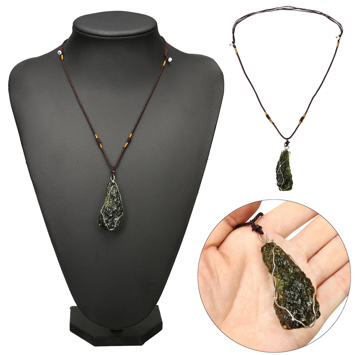 

Melting Moldavite Quartz Pendant Crystals Gemstone Necklace Specimen Healing 20g