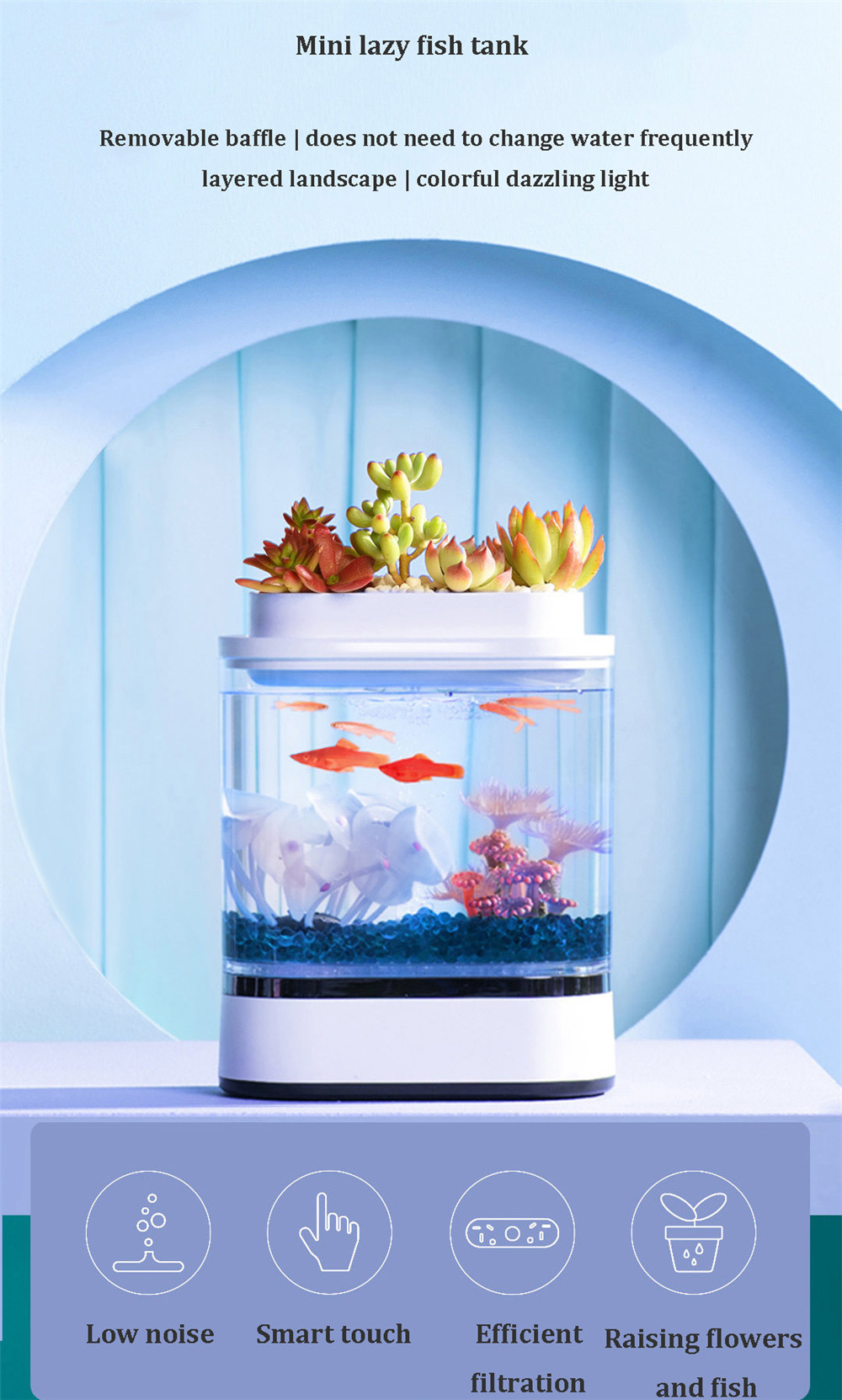 אקווריום שולחני קטן Geometry Mini Lazy Fish Tank מבית שיאומי
