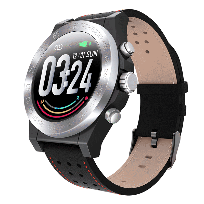 

Bakeey CK25 1,3-дюймовый цветной экран с полным кругом 24 часа Сердце Оценить Монитор Кожаный ремешок Smart Watch