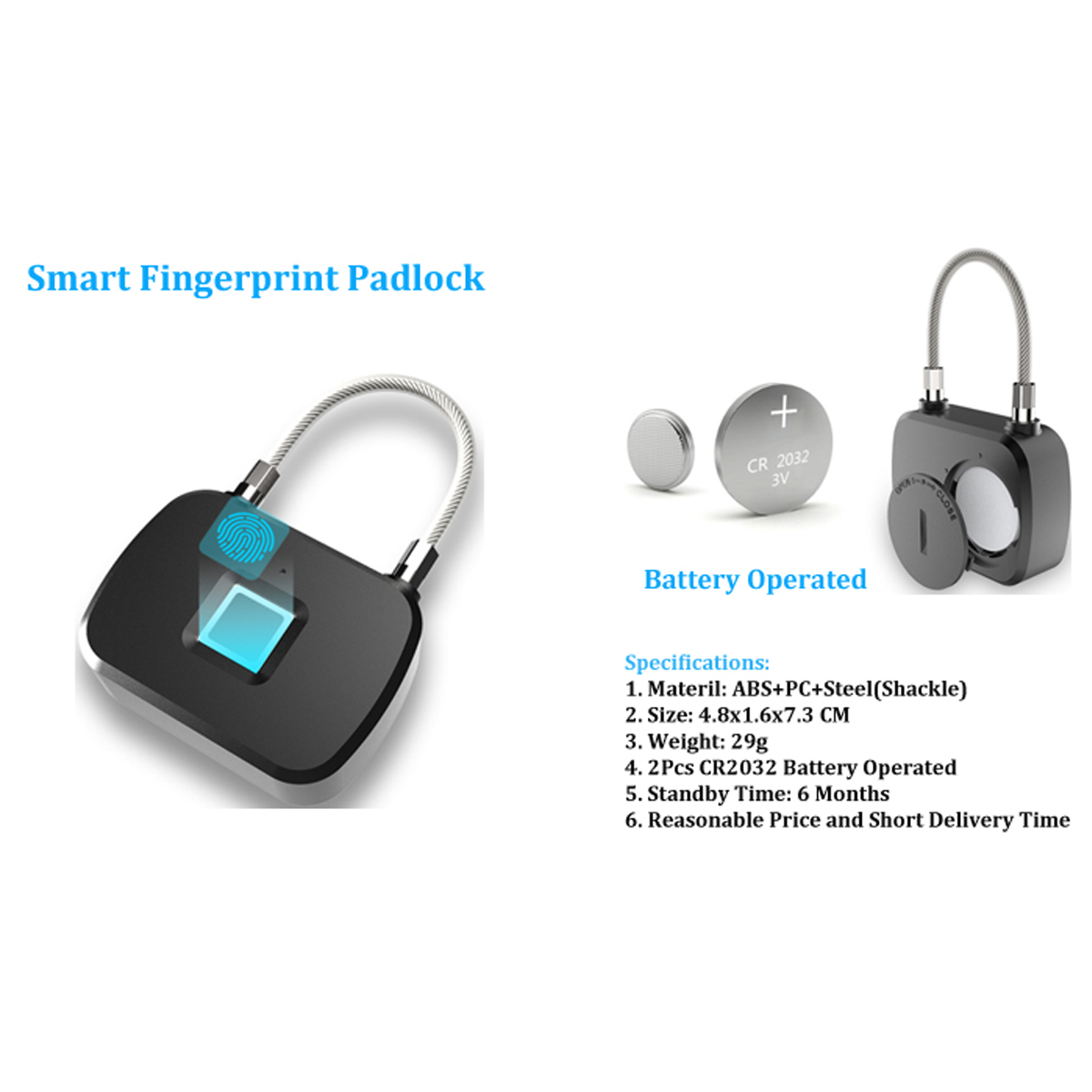 Smart Keyless Fingerprint Lock Luggage Anti-theft Security Suitcase Padlock Door 20