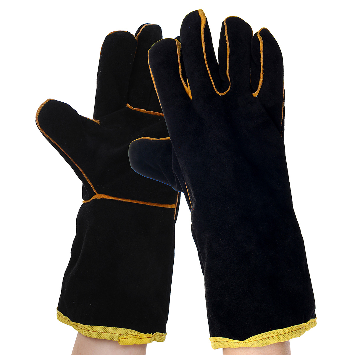

35cm Heavy Duty Black MIG Welding Gloves Gauntlets Welders Leather Thicken Glove