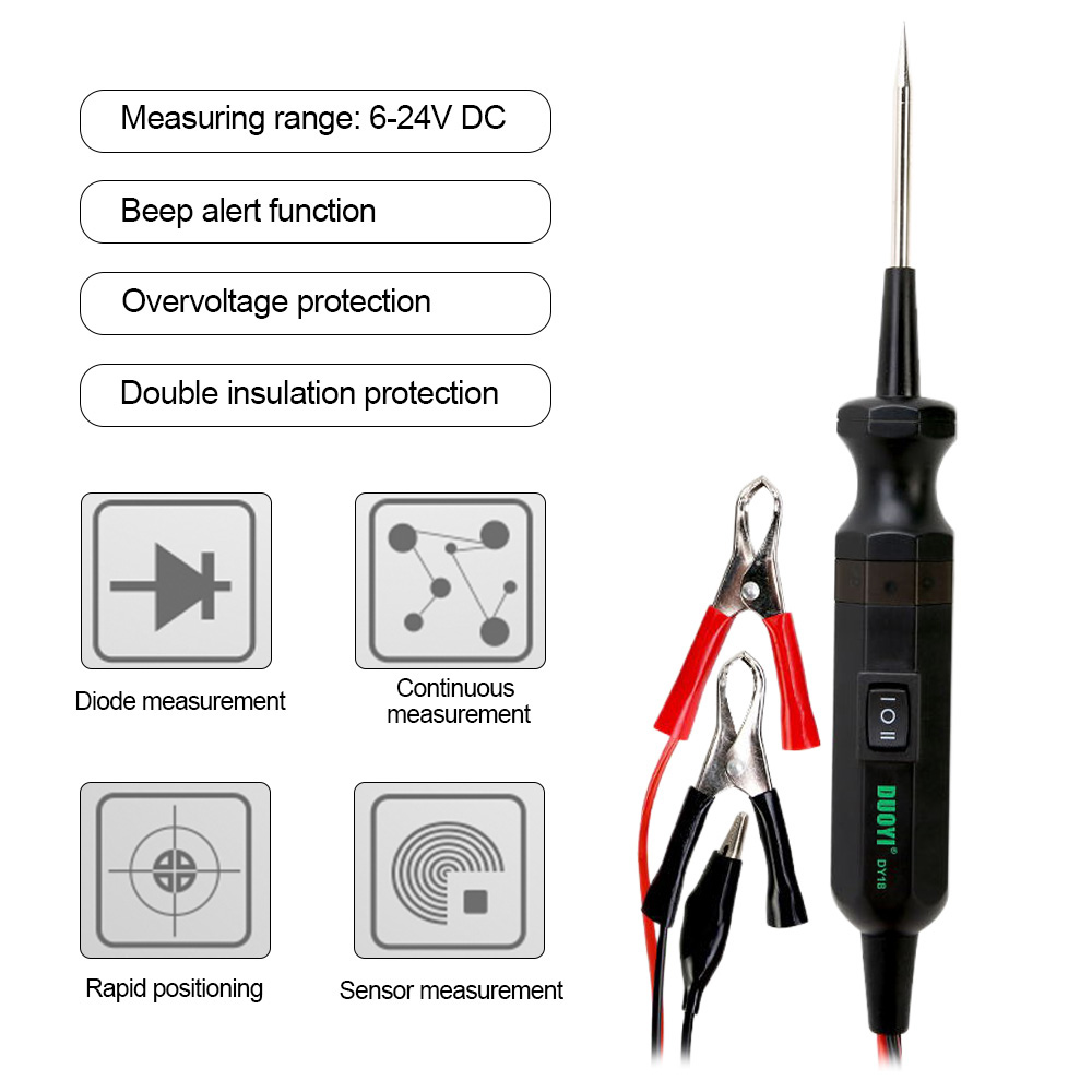 DUOYI DY18 Car Circuit Tester Power Probe Automotive Electrical Current Voltage Scanner Tool 6-24V