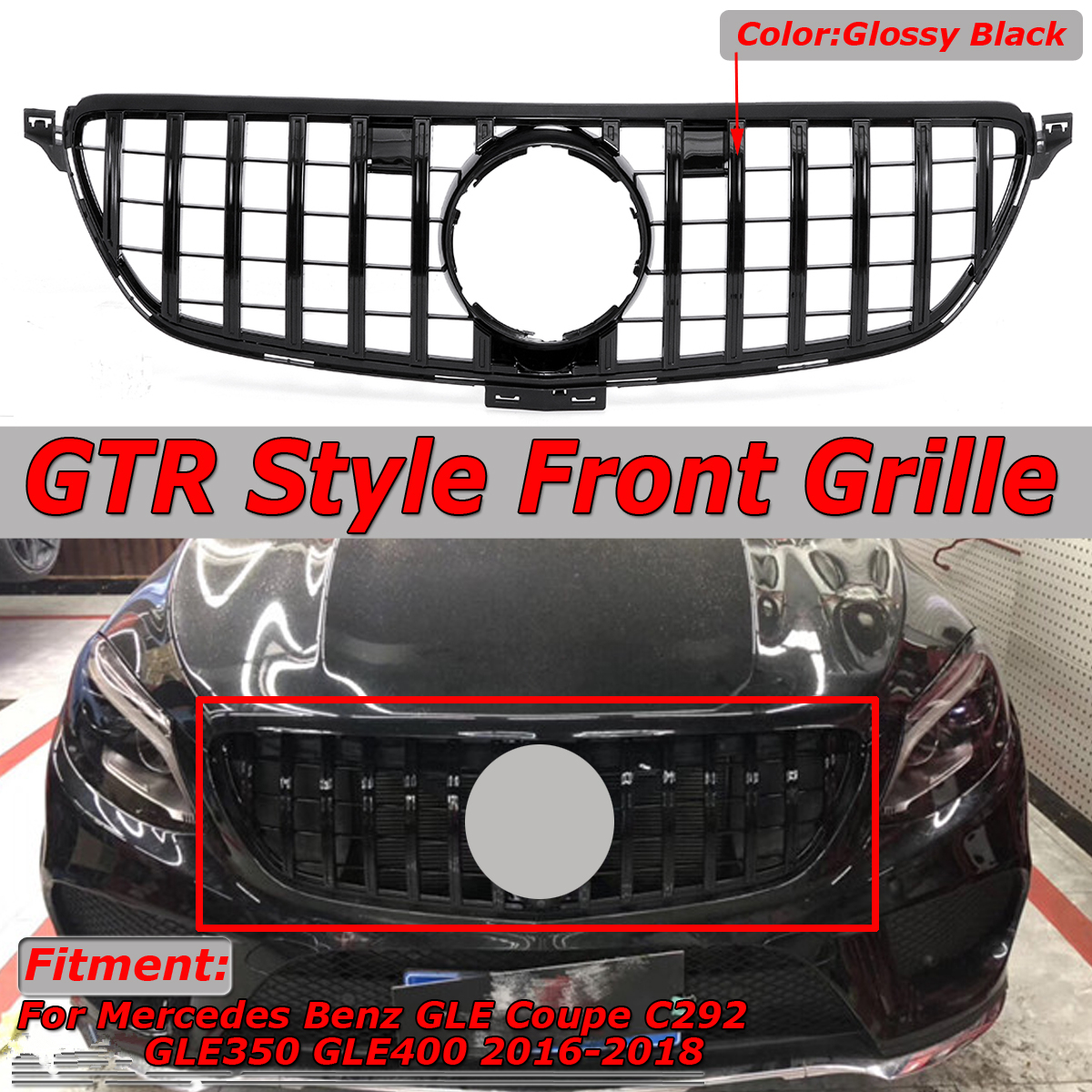 Black Front Grille GT Grill For BENZ GLE Coupe W292 C292 W166 GLE350 2015-2018