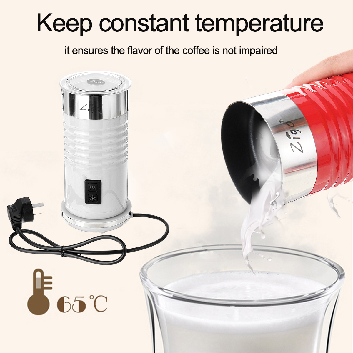 Electric Milk Frother Foamer Frothing Milk Warmer Latte Cappuccino Coffee Foam Maker Machine Temperature Keeping 14