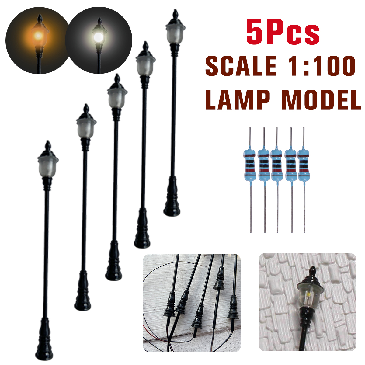 10pcs 1:72 Model Railway Train Lamp Street Lights OO Scale LED Posts Railway