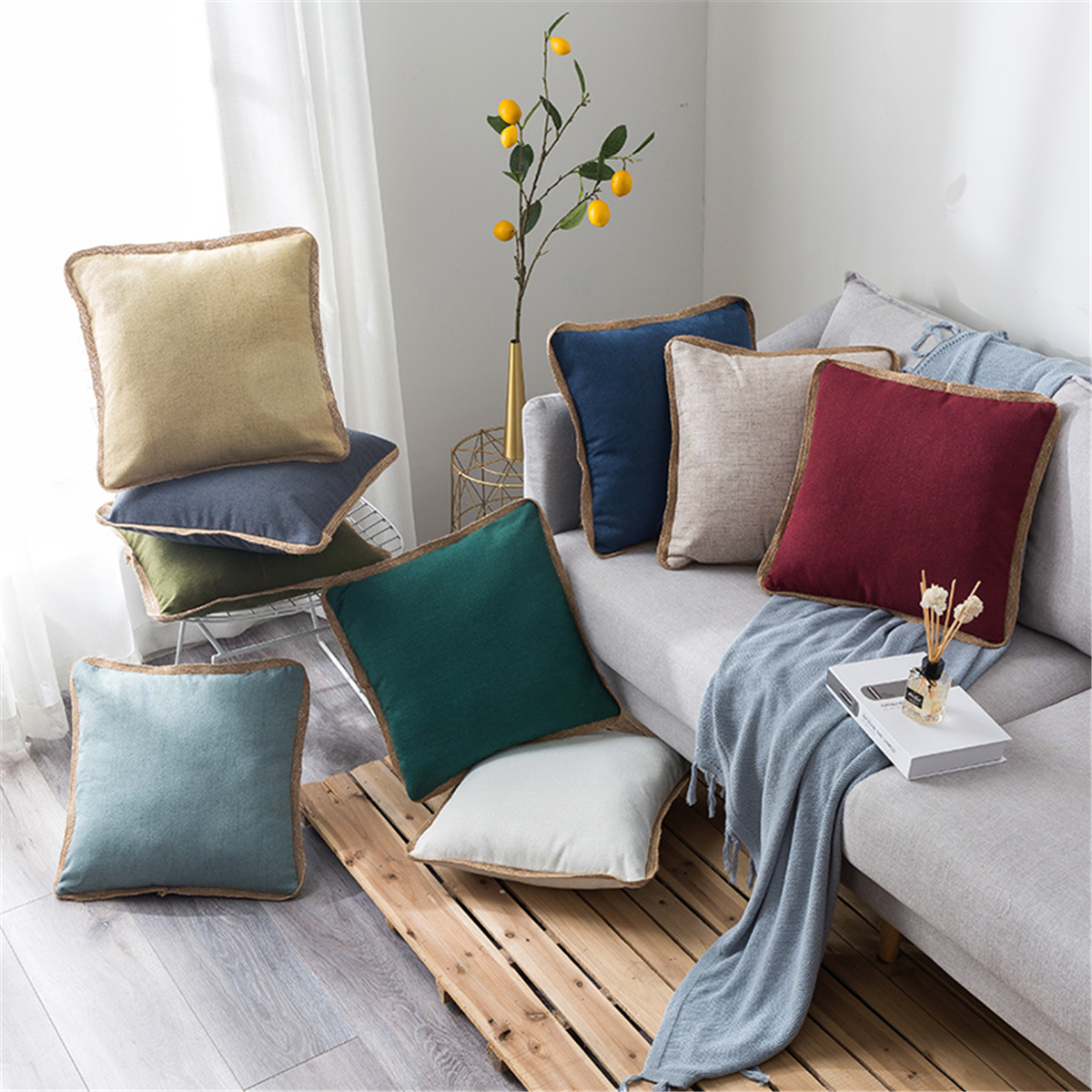 

Linen Throw Pillow Case Cushion Cover Seat Sofa Case Home Bedroom Decoration 45x45cm