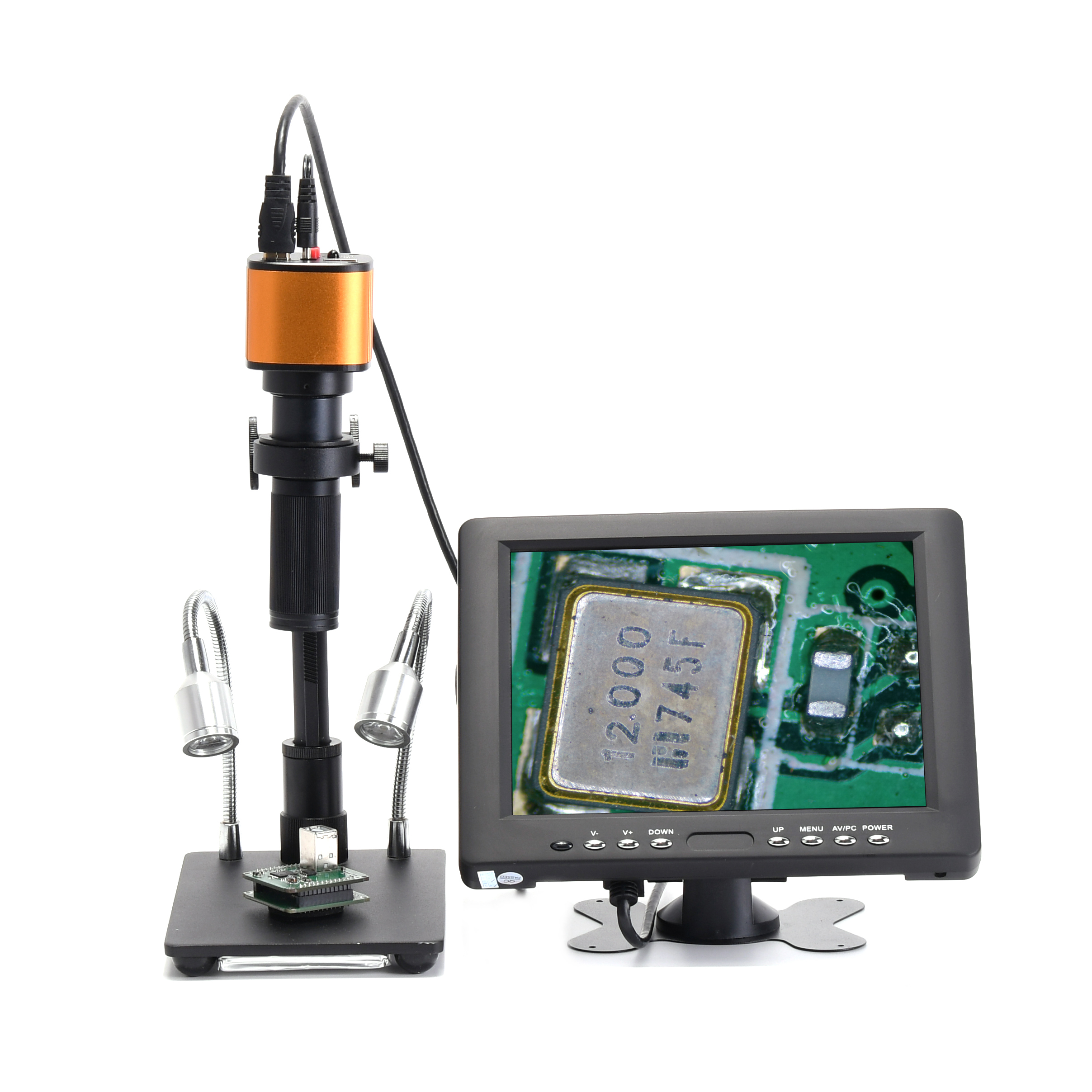 

HD 16MP USB Digital Electronic Video Microscope Camera+ 100X ClensLEDLight + Stand Holder For PCB Repair+8 inch Sc