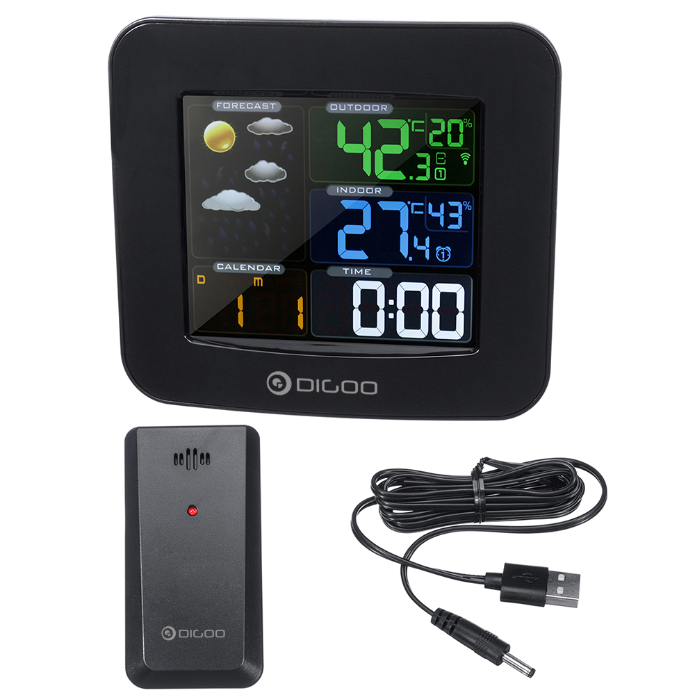 

Wireless Weather Station Thermometer HD Screen Digital Humidity Temperature Clock+Sensor