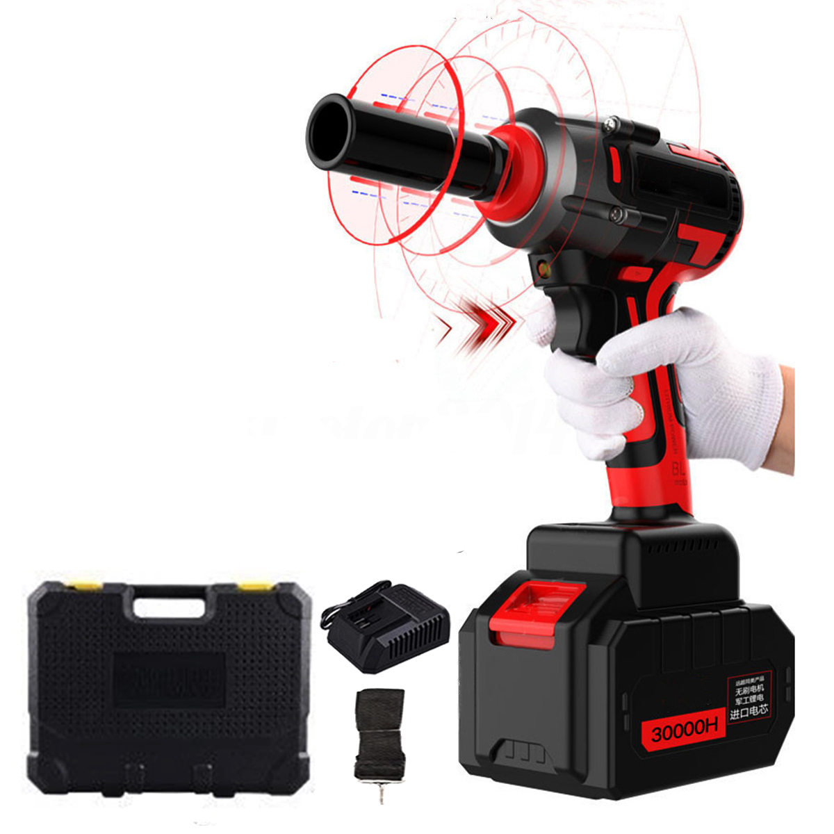 

20V 500N.m Electric Brushess Impact Wrench Double Speed Adjustable with 39800mAh Li-ion Batteries