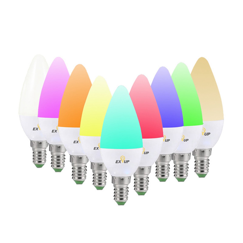 

EXUP AC85-265V E14 C37 5W RGB+CW APP Control WiFi Smart LED Candle Bulb Work With Amazon Alexa Google Home
