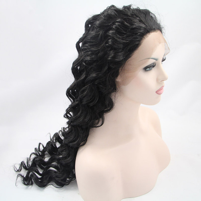 

African Black Curly Hair Chemical Fiber Front Lace Wig