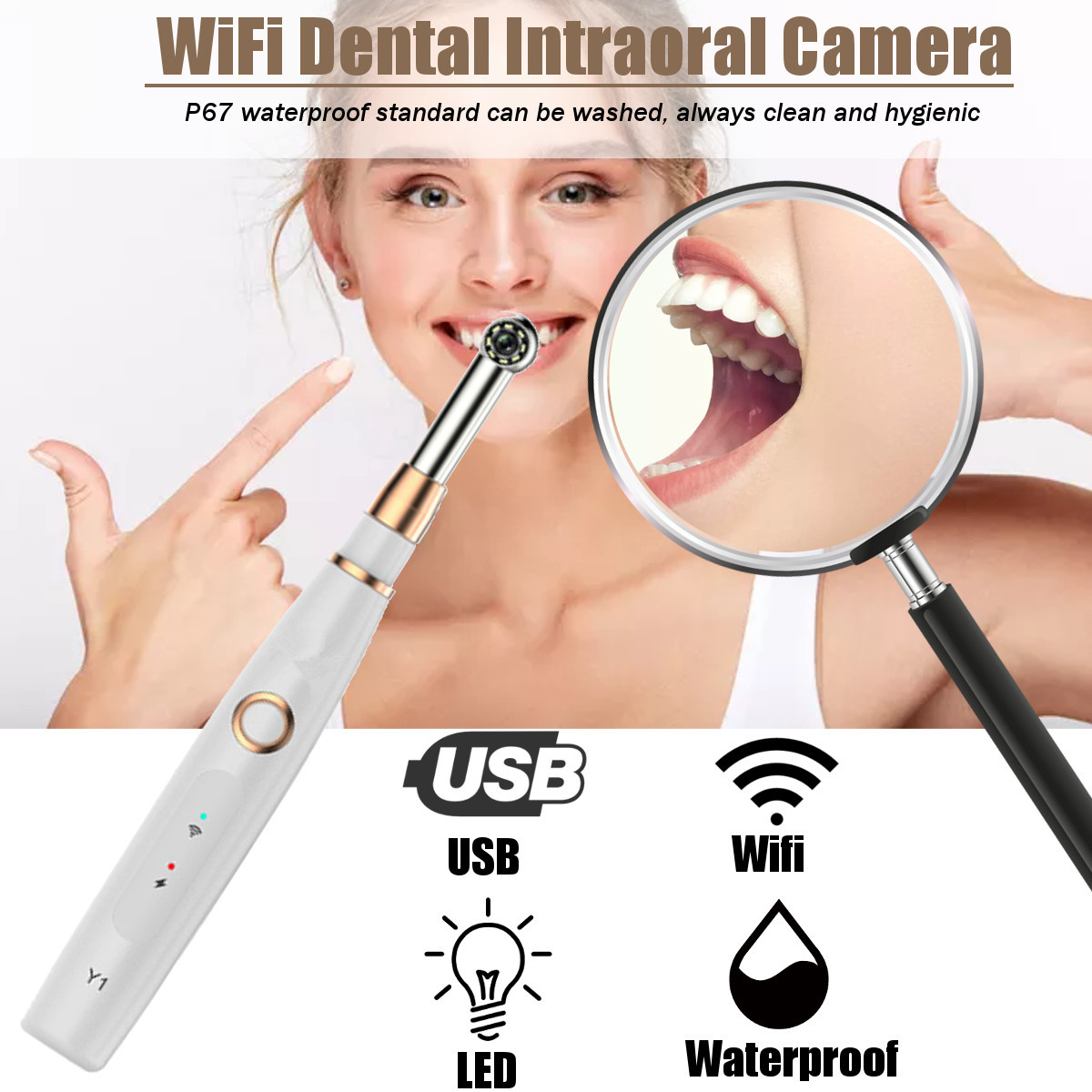 720P WiFi Dental Intraoral Camera Wireless 100W Pixels HD Clear Image Auto Focus Dental Camera Camera Mirrors