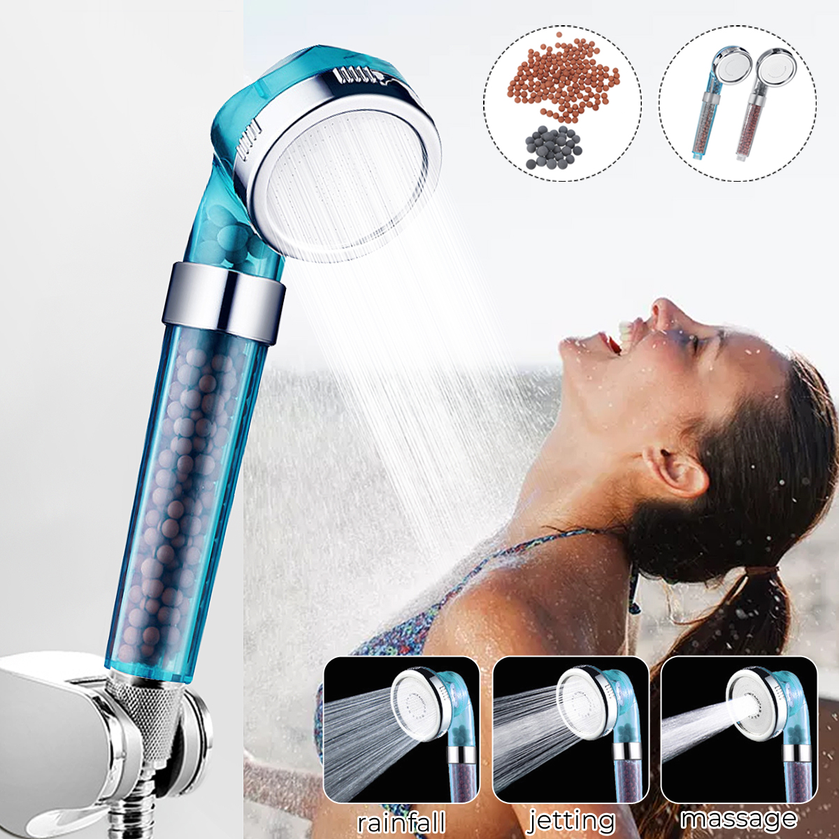 

3 Mode High Pressure Anion Shower Head Water Saving Energy Saving Ionic Filter