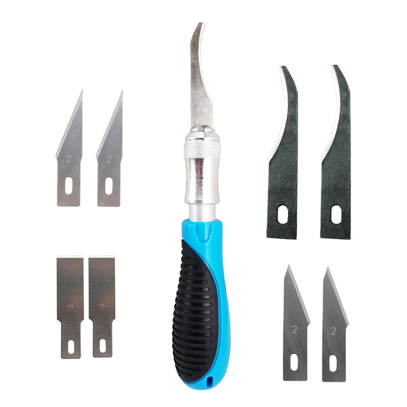 

Sender Asia 9 Pcs Multi-Purpose Precision Carving Tool Set Anti Slip Rubber Handle Cutting Blade Set Cutter for Craft Hobby DIY Work Tools
