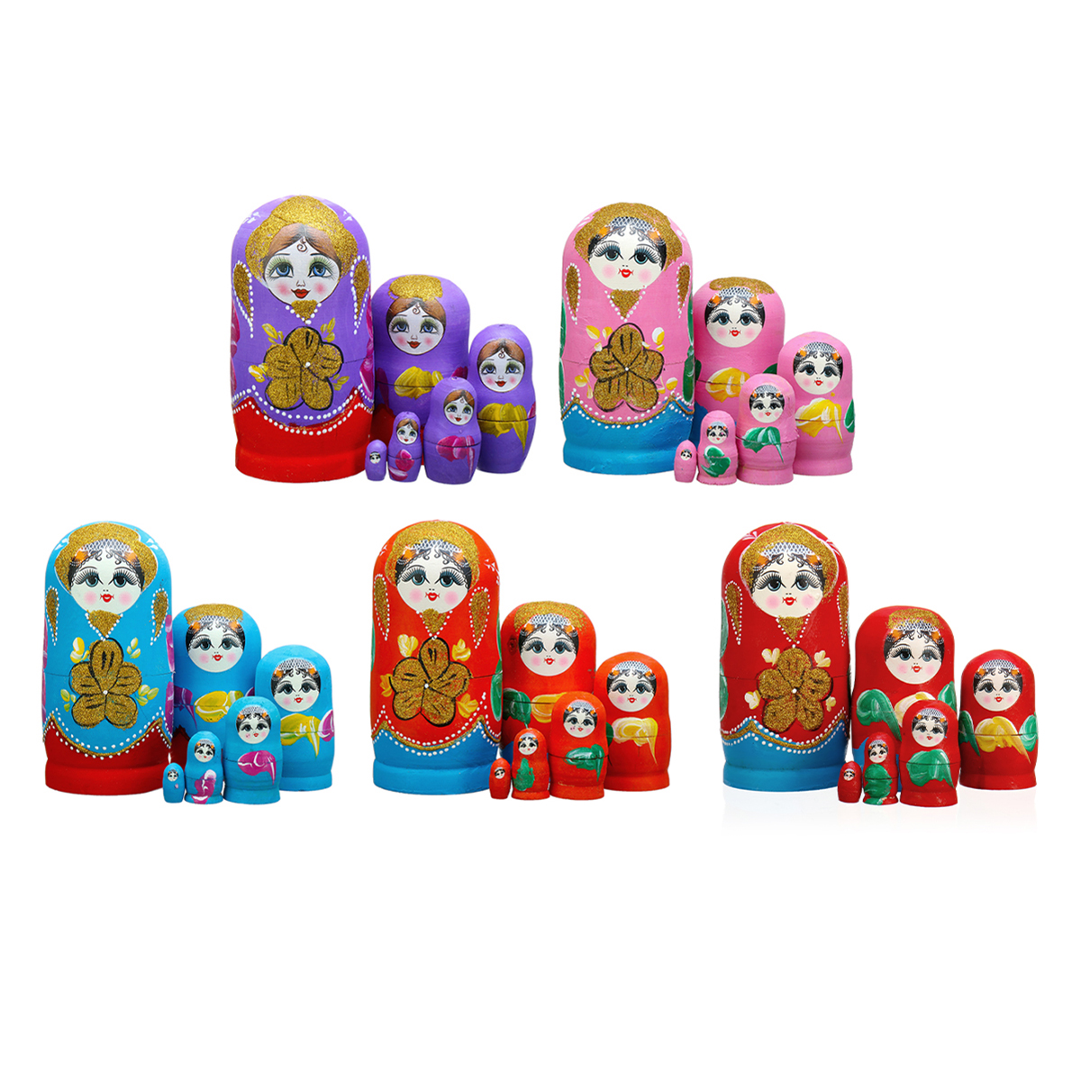 

6Pcs/Set Russian Nesting Dolls Hand Painted Matryoshka Babushka Kids Toy Gift Decorations