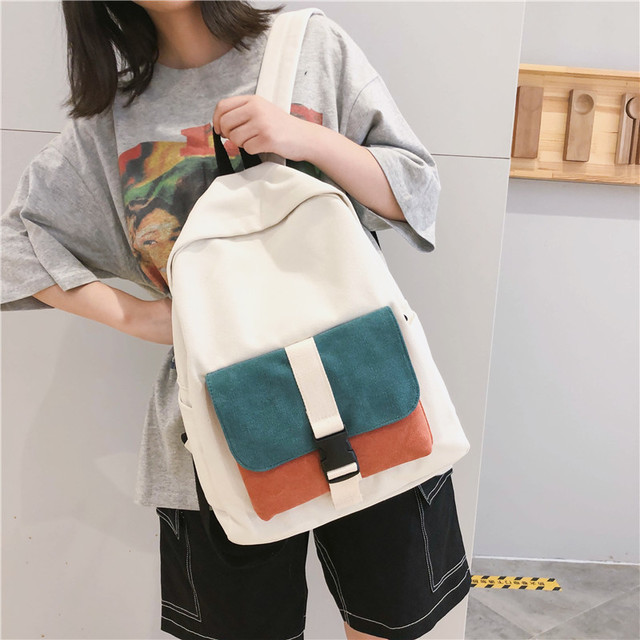 

High School Students Multi-Color Bag Female Large Capacity Backpack